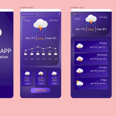 طراحی آب و هوا (Weather App)به زبان انگلیسی