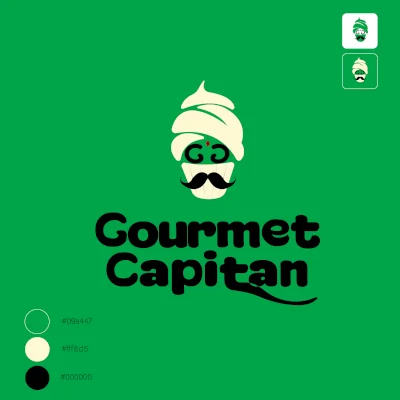 طراحی لوگو شرکت تولیدات شیرینی هندی به نام Gourmet Capitan